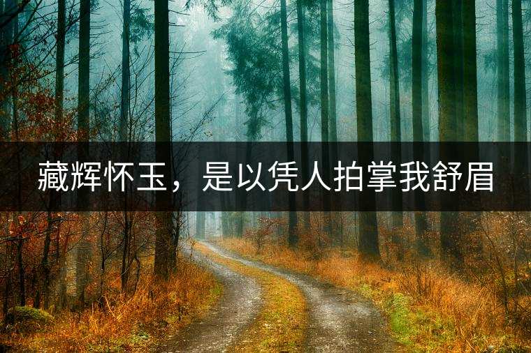 藏輝懷玉，是以憑人拍掌我舒眉