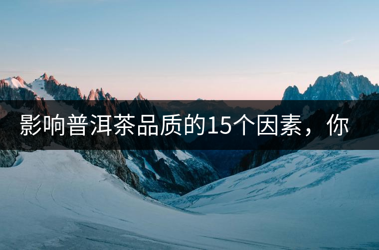 影響普洱茶品質(zhì)的15個(gè)因素，你知道幾個(gè)？